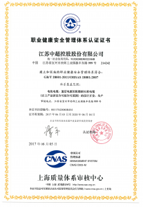 職業健康安全管理體系認證證書