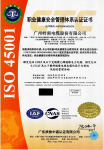 職業健康安全管理體系認證證書